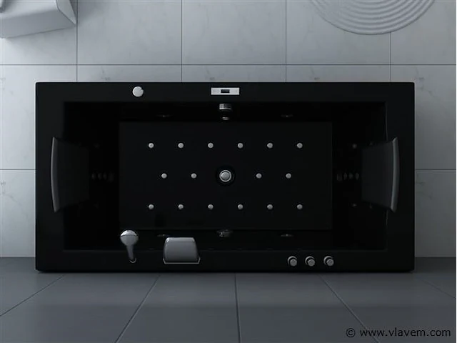 1 à 2 persoons whirlpool massagebad hoogglans zwart- half vrijstaand 183x90cm - afbeelding 3 van  4