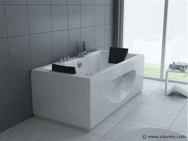 1 à 2 persoons whirlpool massagebad met heater wit - half vrijstaand 1800x900mm - afbeelding 2 van  5
