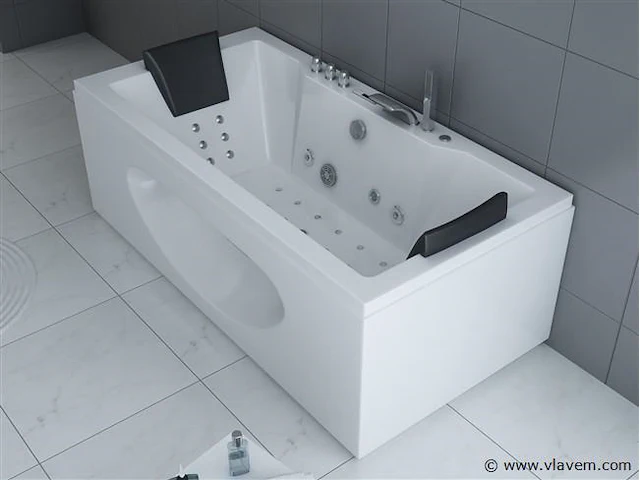1 à 2 persoons whirlpool massagebad met heater wit - half vrijstaand 1800x900mm - afbeelding 4 van  5
