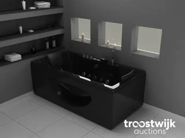 1 à 2 persoons whirlpool massagebad met heater zwart - half vrijstaand 1800x900mm - afbeelding 1 van  2