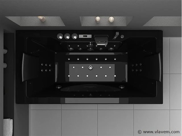 1 à 2 persoons whirlpool massagebad met heater zwart - half vrijstaand 1800x900mm - afbeelding 2 van  3