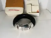 1 armband - buddha to buddha ben xl zwart leer met zilver - afbeelding 2 van  5