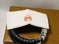 1 armband - buddha to buddha ben xl zwart leer met zilver - afbeelding 3 van  5