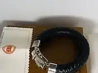 1 armband - buddha to buddha ben xl zwart leer met zilver - afbeelding 4 van  5
