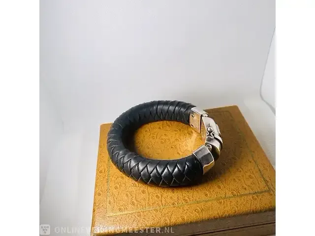 1 armband - buddha to buddha ben xl zwart leer met zilver - afbeelding 5 van  5