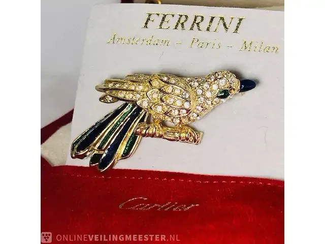 1 broche - vincent ferrini 14kt gouden toekan - afbeelding 1 van  5