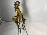1 bronze figurine naakte vrouw op stoel pierre collinet - afbeelding 3 van  6