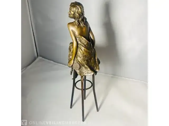 1 bronze figurine naakte vrouw op stoel pierre collinet - afbeelding 5 van  6