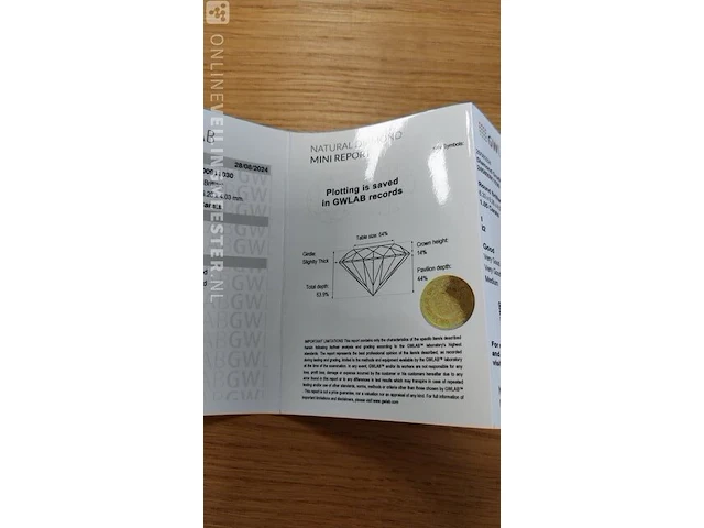 1 diamond (natural) - 1.05 ct - round - i - i2 - afbeelding 6 van  7