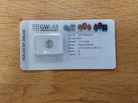 1 diamond (natural) - 1.11 ct - round - g - i2 - afbeelding 2 van  7