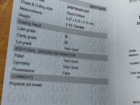 1 diamond (natural) - 1.11 ct - round - g - i2 - afbeelding 5 van  7