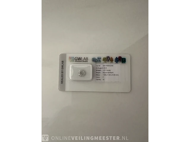 1 diamond (natural) - 1.57 ct - round - f - i2 - afbeelding 1 van  5