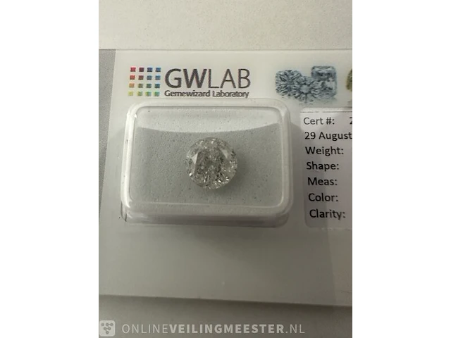 1 diamond (natural) - 1.57 ct - round - f - i2 - afbeelding 2 van  5