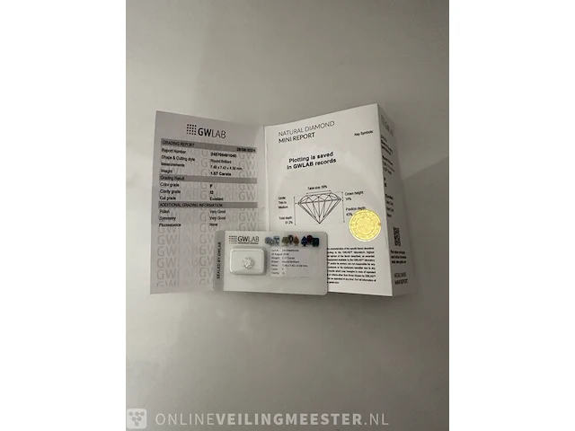 1 diamond (natural) - 1.57 ct - round - f - i2 - afbeelding 4 van  5