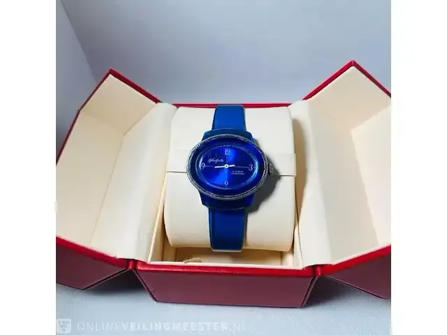 1 glashütte horloge, handwinder heren unisex diep blauw - afbeelding 2 van  7