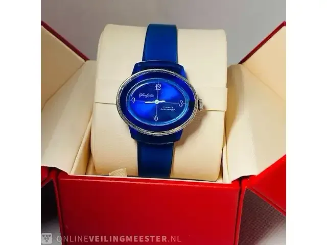 1 glashütte horloge, handwinder heren unisex diep blauw - afbeelding 3 van  7