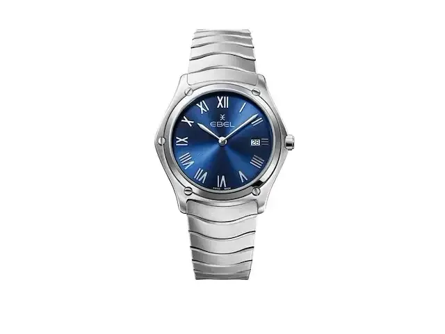 1 horloge - ebel sport classic staal met blauwe wijzerplaat - nieuw - afbeelding 1 van  4