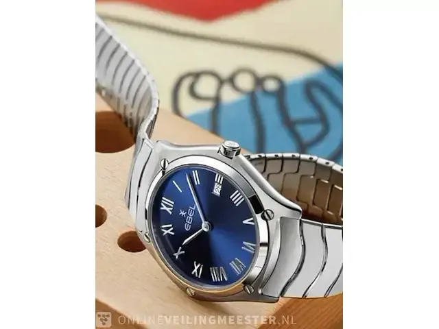 1 horloge - ebel sport classic staal met blauwe wijzerplaat - nieuw - afbeelding 2 van  4