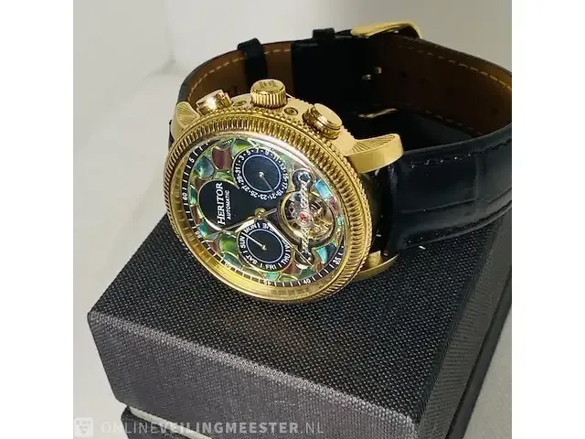 1 horloge - heritor aura automatic deco skeleton - afbeelding 4 van  10