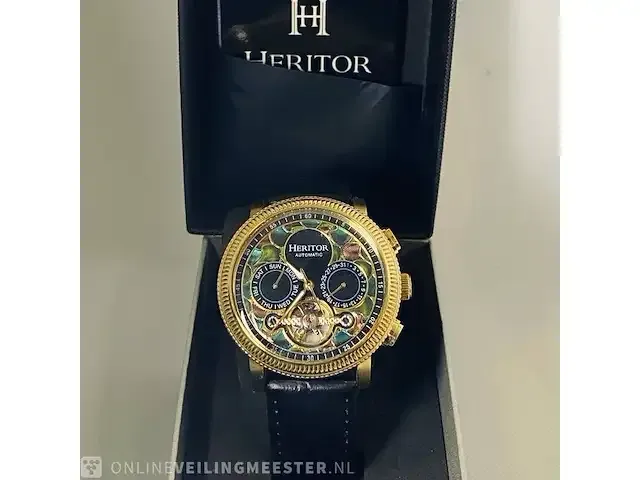 1 horloge - heritor aura automatic deco skeleton - afbeelding 5 van  10