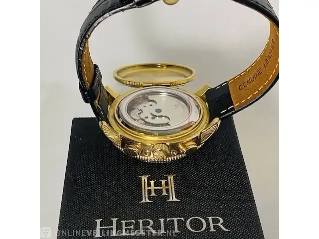 1 horloge - heritor aura automatic deco skeleton - afbeelding 6 van  10