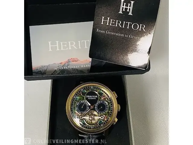 1 horloge - heritor aura automatic deco skeleton - afbeelding 7 van  10