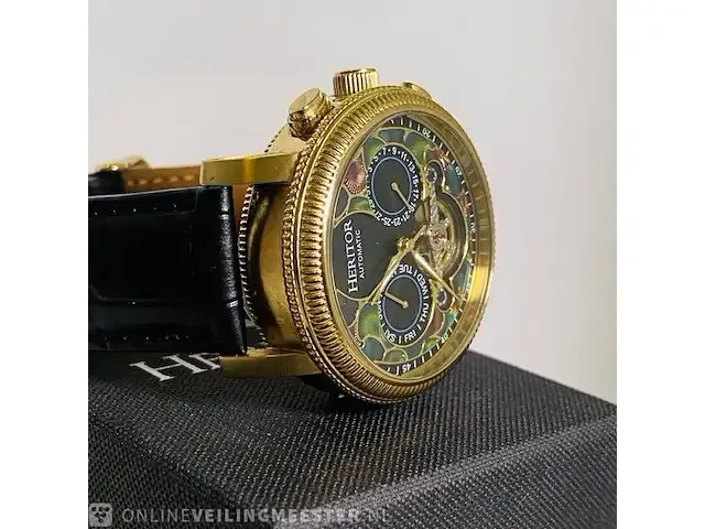1 horloge - heritor aura automatic deco skeleton - afbeelding 8 van  10