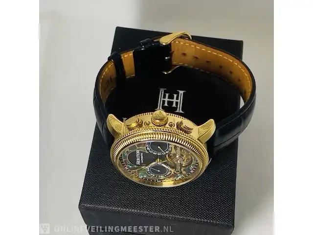 1 horloge - heritor aura automatic deco skeleton - afbeelding 9 van  10