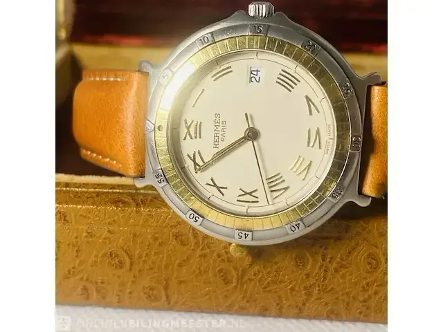1 horloge - hermes arceau 18kt goud zeldzame editie - afbeelding 8 van  9