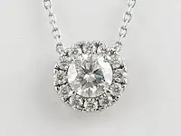 1 karaat moissanite halo ketting 925 zilver - afbeelding 1 van  4