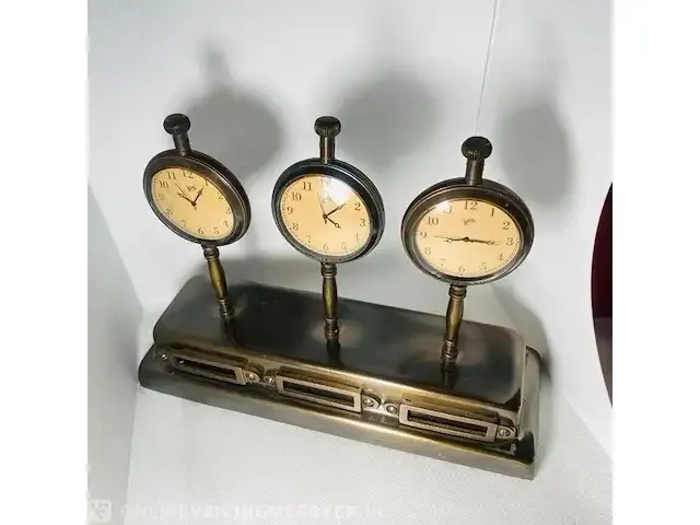 1 maritime worldtimer scheepsklok bureauklok - afbeelding 1 van  4