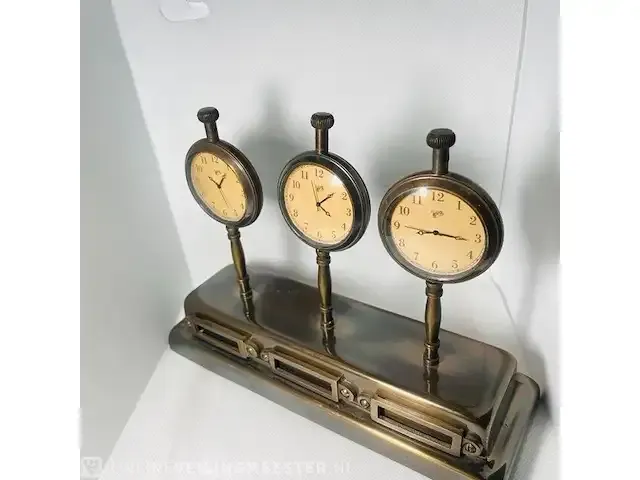 1 maritime worldtimer scheepsklok bureauklok - afbeelding 3 van  4