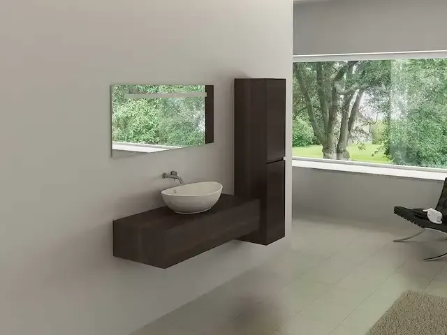 1-persoons badkamermeubel - 1 zijkast - donker hout decor. afm. 1200x470x250mm - afbeelding 1 van  6