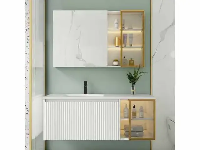 1-persoons badkamermeubel 100 cm wit - incl. kraan - afbeelding 1 van  1