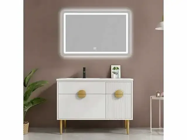 1-persoons badkamermeubel 100 cm wit - incl. kraan - afbeelding 2 van  3