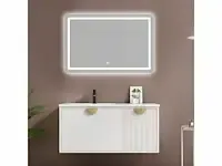 1-persoons badkamermeubel 100 cm wit - incl. kraan - afbeelding 1 van  3