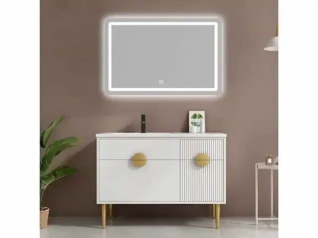 1-persoons badkamermeubel 100 cm wit - incl. kraan - afbeelding 2 van  3