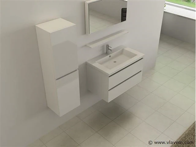 1-persoons badkamermeubel 60 cm hoogglans wit - incl. kraan - afbeelding 2 van  3