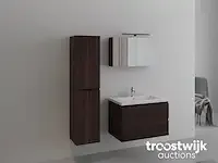 1-persoons badkamermeubel 80 cm donker hout decor - incl. kraan - afbeelding 2 van  3