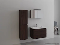 1-persoons badkamermeubel 80 cm donker hout decor - incl. kraan - afbeelding 1 van  4