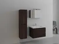 1-persoons badkamermeubel 80 cm donker hout decor - incl. kraan - afbeelding 1 van  3