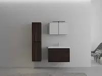 1-persoons badkamermeubel 80 cm donker hout decor - incl. kraan - afbeelding 2 van  3