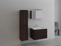 1-persoons badkamermeubel 80 cm donker hout decor - incl. kraan - afbeelding 1 van  3