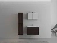 1-persoons badkamermeubel 80 cm donker hout decor - incl. kraan - afbeelding 2 van  3