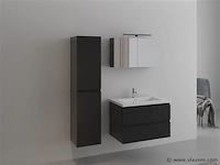1-persoons badkamermeubel 80 cm hoogglans zwart - incl. kraan - afbeelding 1 van  4