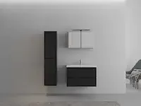 1-persoons badkamermeubel 80 cm hoogglans zwart - incl. kraan - afbeelding 2 van  3