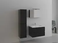 1-persoons badkamermeubel 80 cm hoogglans zwart - incl. kraan - afbeelding 1 van  3
