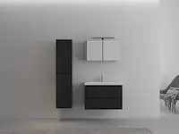 1-persoons badkamermeubel 80 cm hoogglans zwart - incl. kraan - afbeelding 2 van  3