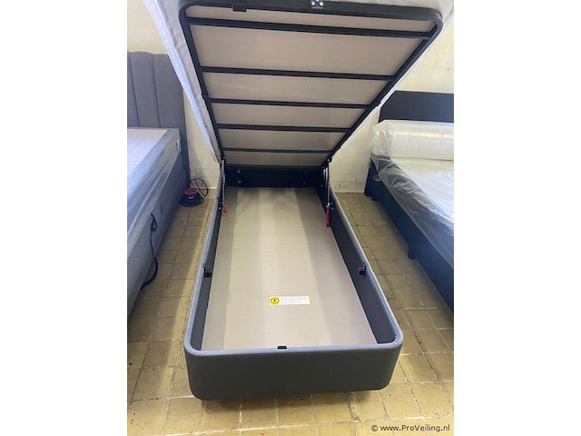 1 persoons opberg boxspring 90 x 200cm antraciet chestybed - afbeelding 2 van  2
