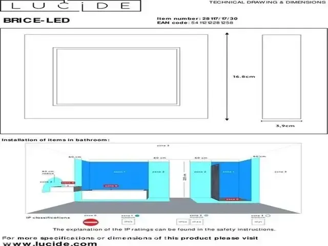 1 plafondlamp badkamer - led dimbaar - lucide brice-led lucide - afbeelding 2 van  4
